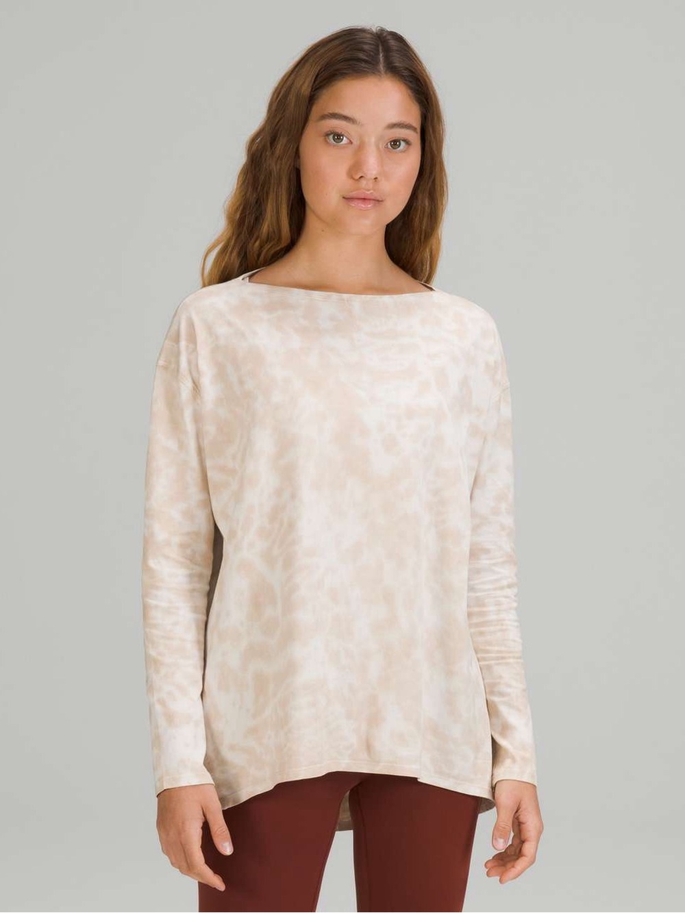 Lululemon Back In Action Long Sleeve Shirt Marmoleado Tie Dye White Opal 6
